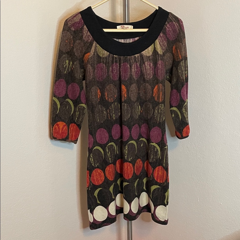 Aryeh Multicolor Dress with moon phases & Black Collar